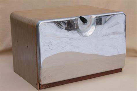 antique white metal bread box|stainless steel bread box 1950.